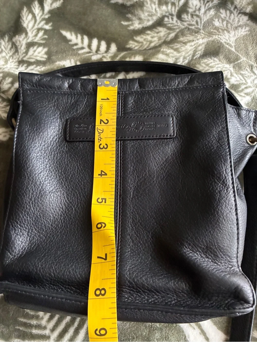 Fossil Black Leather Crossbody Bag with Brass Key Charm